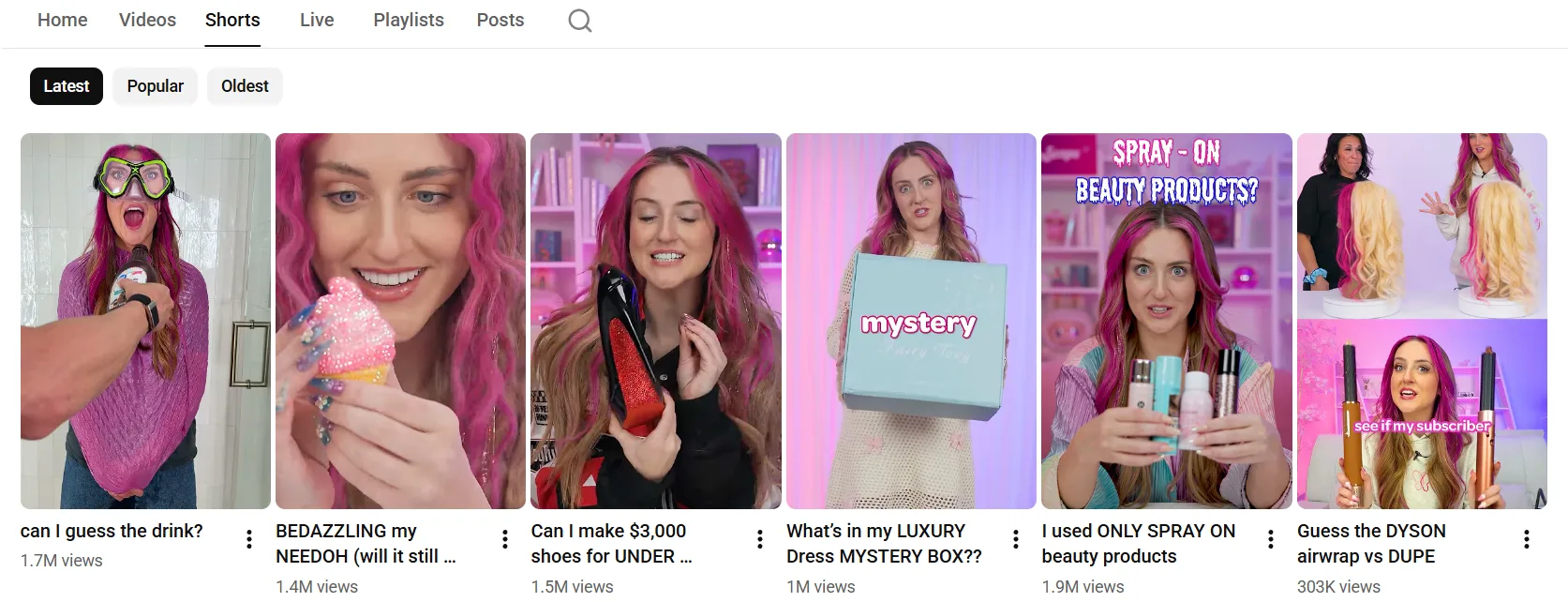 YouTube Shorts feed serving short vertical videos as a top-of-funnel discovery surface