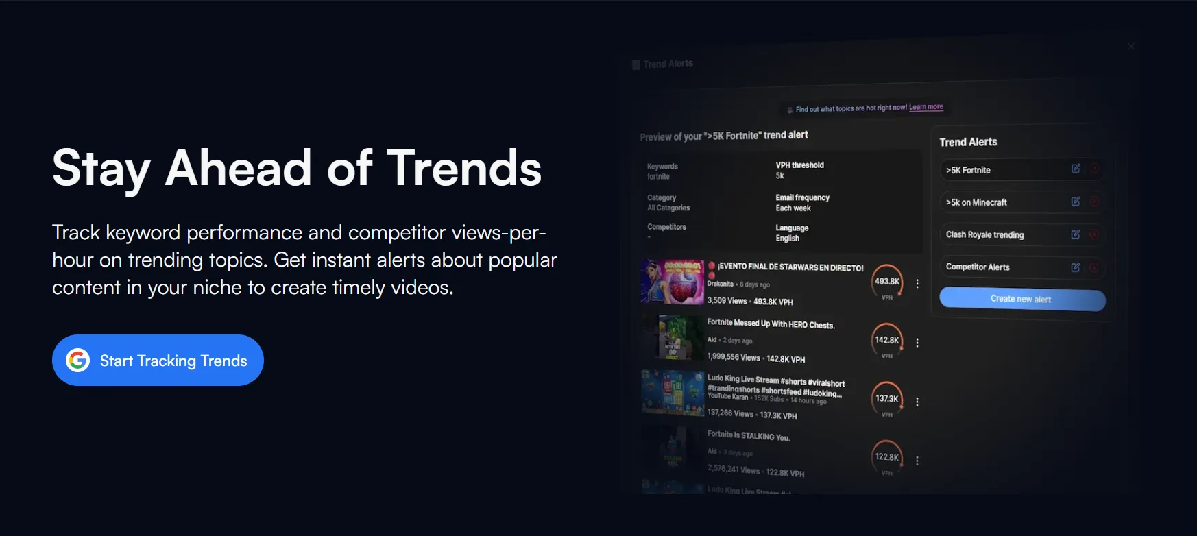 vidIQ Trend Alerts notifying when a topic starts moving in a niche
