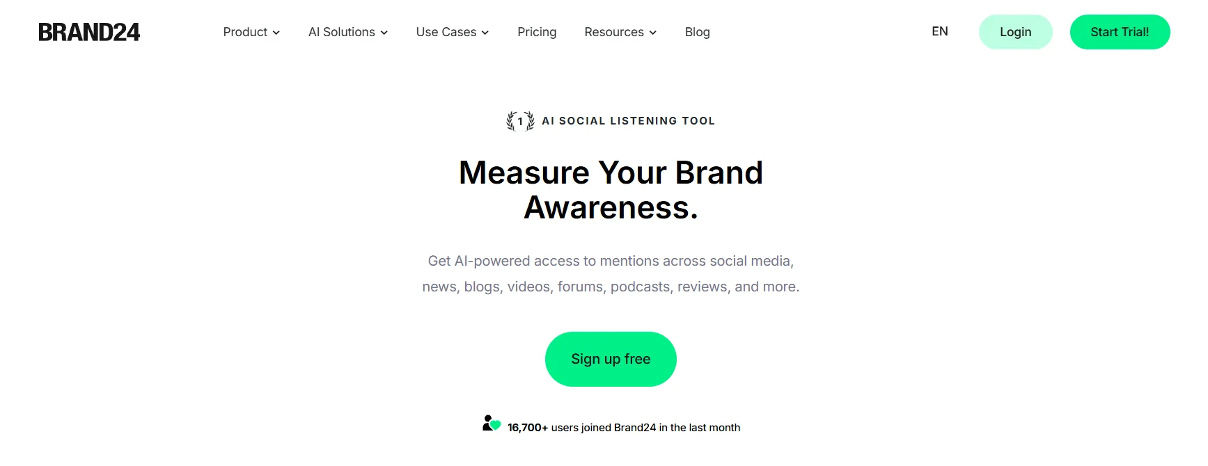 Brand24 social listening dashboard monitoring brand mentions across YouTube comments and video descriptions