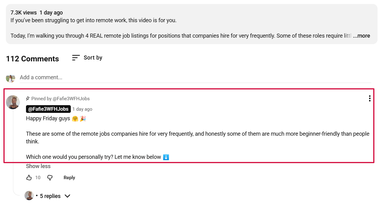 Competitor pinned comment and CTA structure revealing reach versus revenue intent