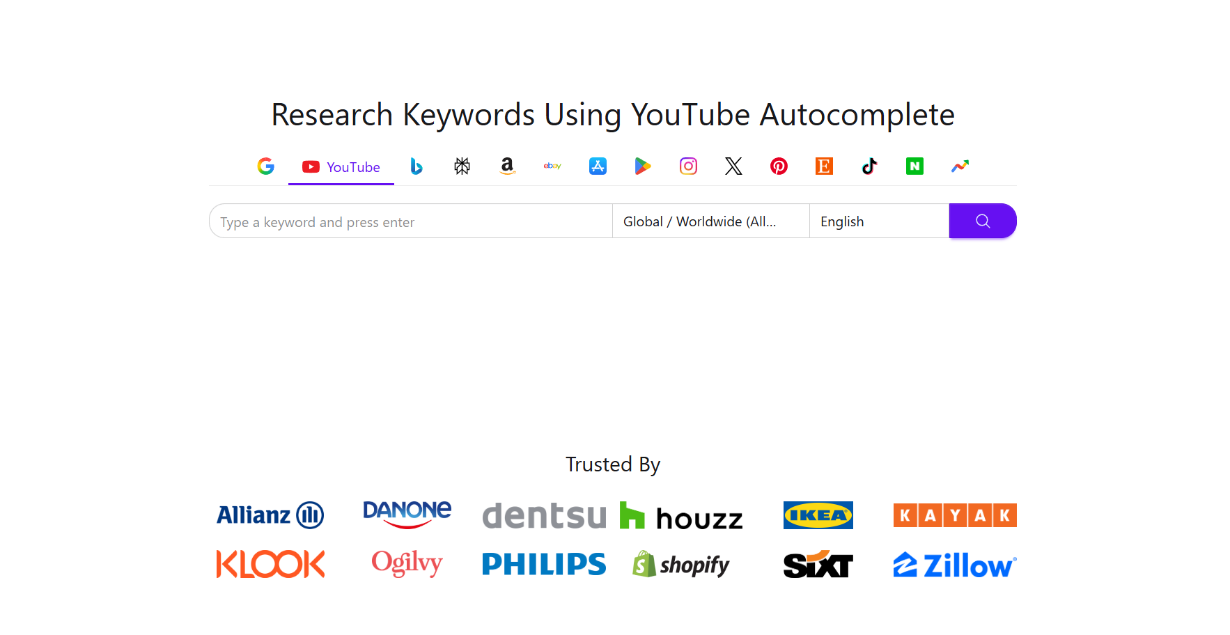 Keyword Tool IO surfacing long-tail YouTube autocomplete suggestions across multiple languages and countries