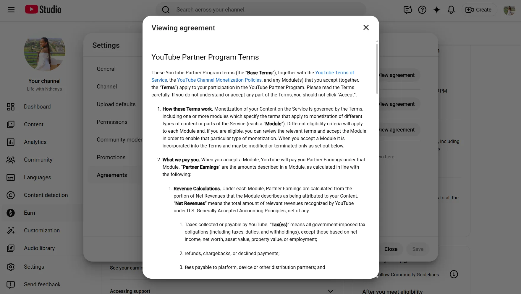 YouTube Studio compliance check and YPP application path