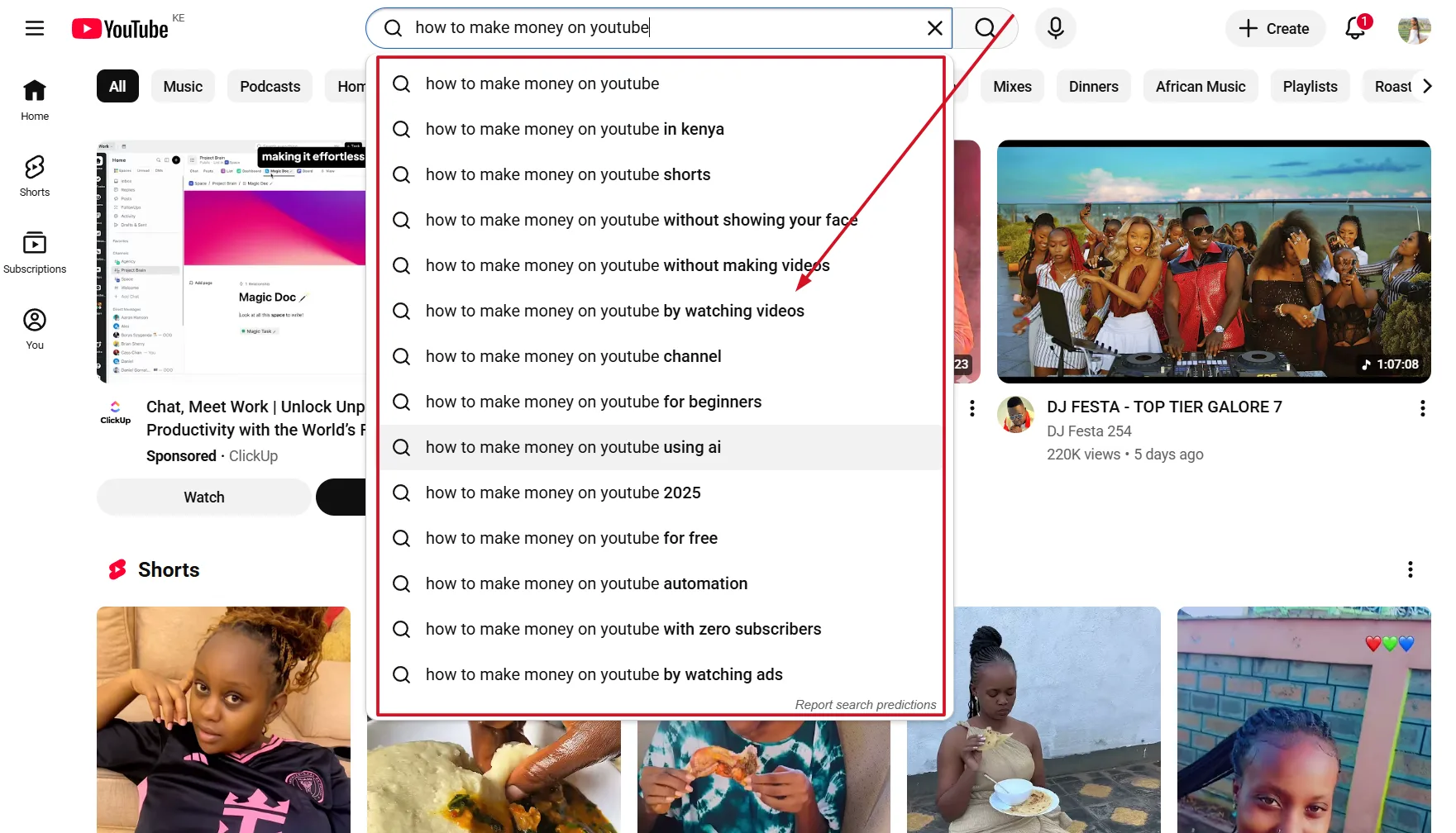 YouTube autocomplete suggestions as a real-time keyword data source