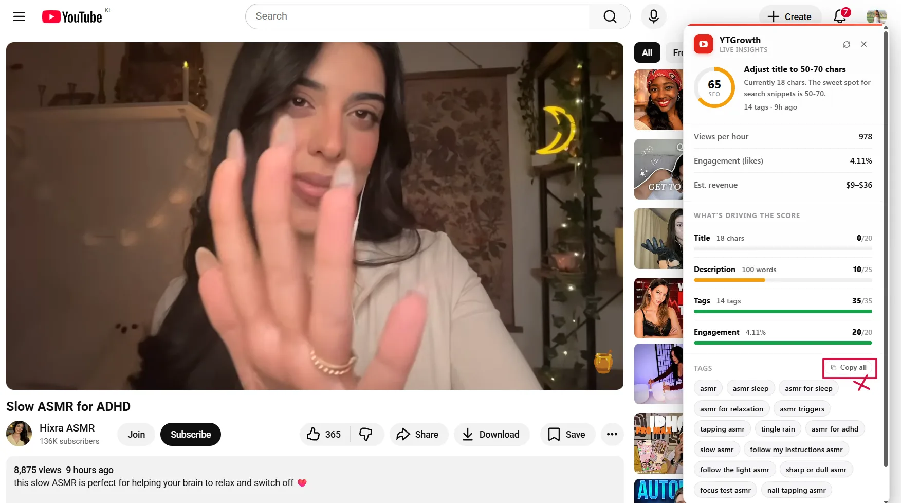 Why copying a larger channel's tag list does not transfer to a smaller channel