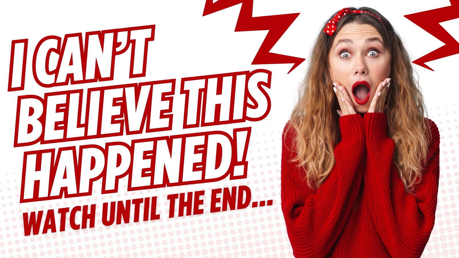Overexaggerated shocked facial expression filling a YouTube thumbnail frame