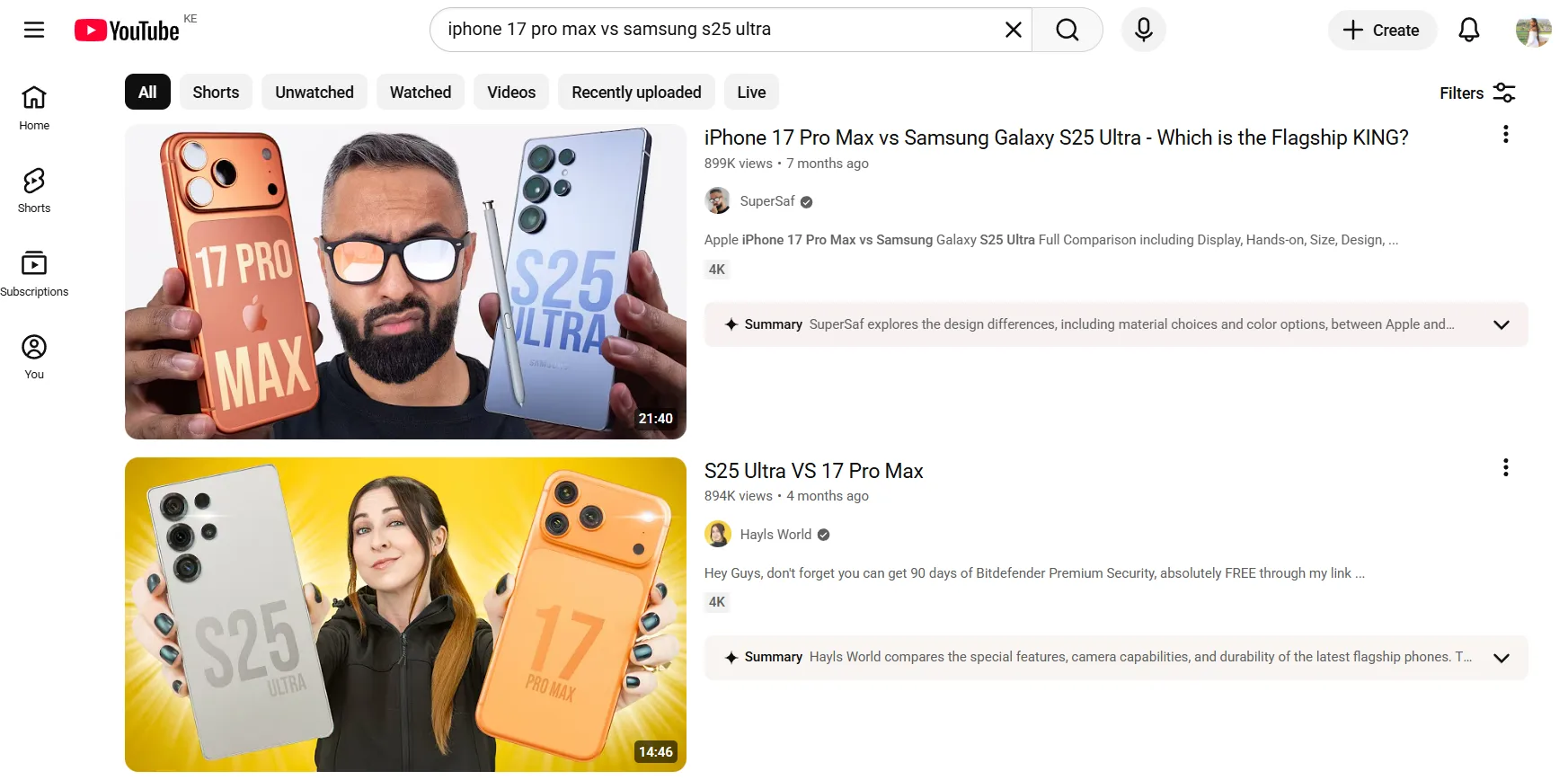 Direct product comparison videos capturing viewers at the decision stage of their research